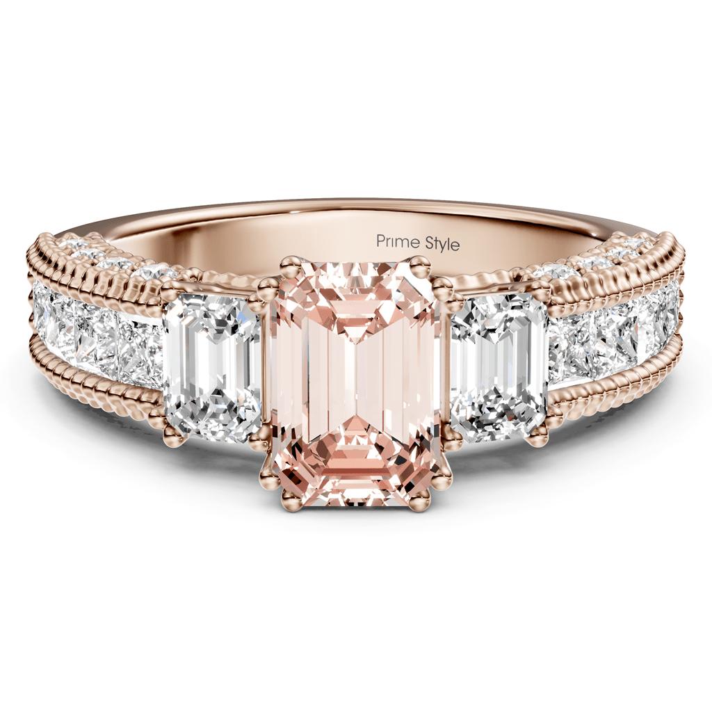 2.60 - 5.60 CT Emerald & Princess & Round Cut Fancy Pink Diamonds - Engagement Ring - Primestyle.com