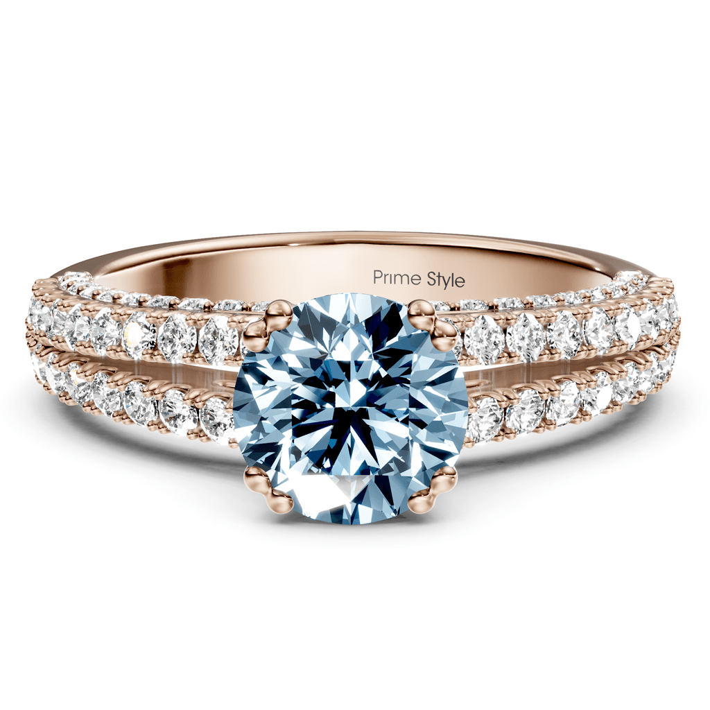 1.70-4.70 CT Round Cut Fancy Blue Diamonds - Engagement Ring