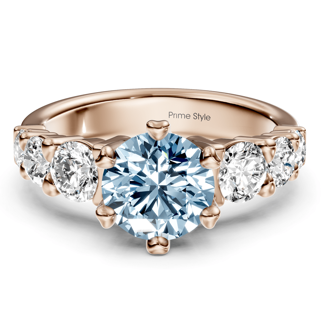 2.05 - 5.05 CT Round Cut Fancy Blue Diamonds - Engagement Ring - Primestyle.com