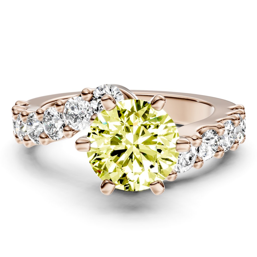 2.30-5.30 CT Emerald & Round Cut Fancy Yellow Diamonds - Engagement Ring