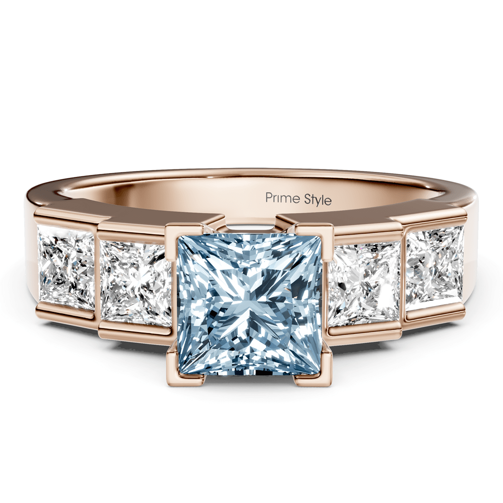 1.80-4.80 CT Princess Cut Fancy Blue Diamonds - Engagement Ring
