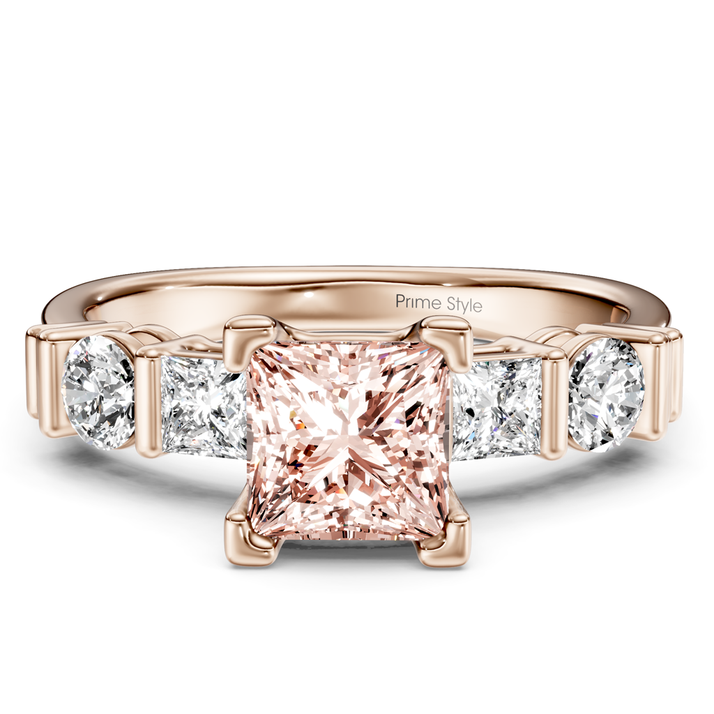 1.70-4.70 CT Princess & Round Cut Fancy Pink Diamonds - Engagement Ring