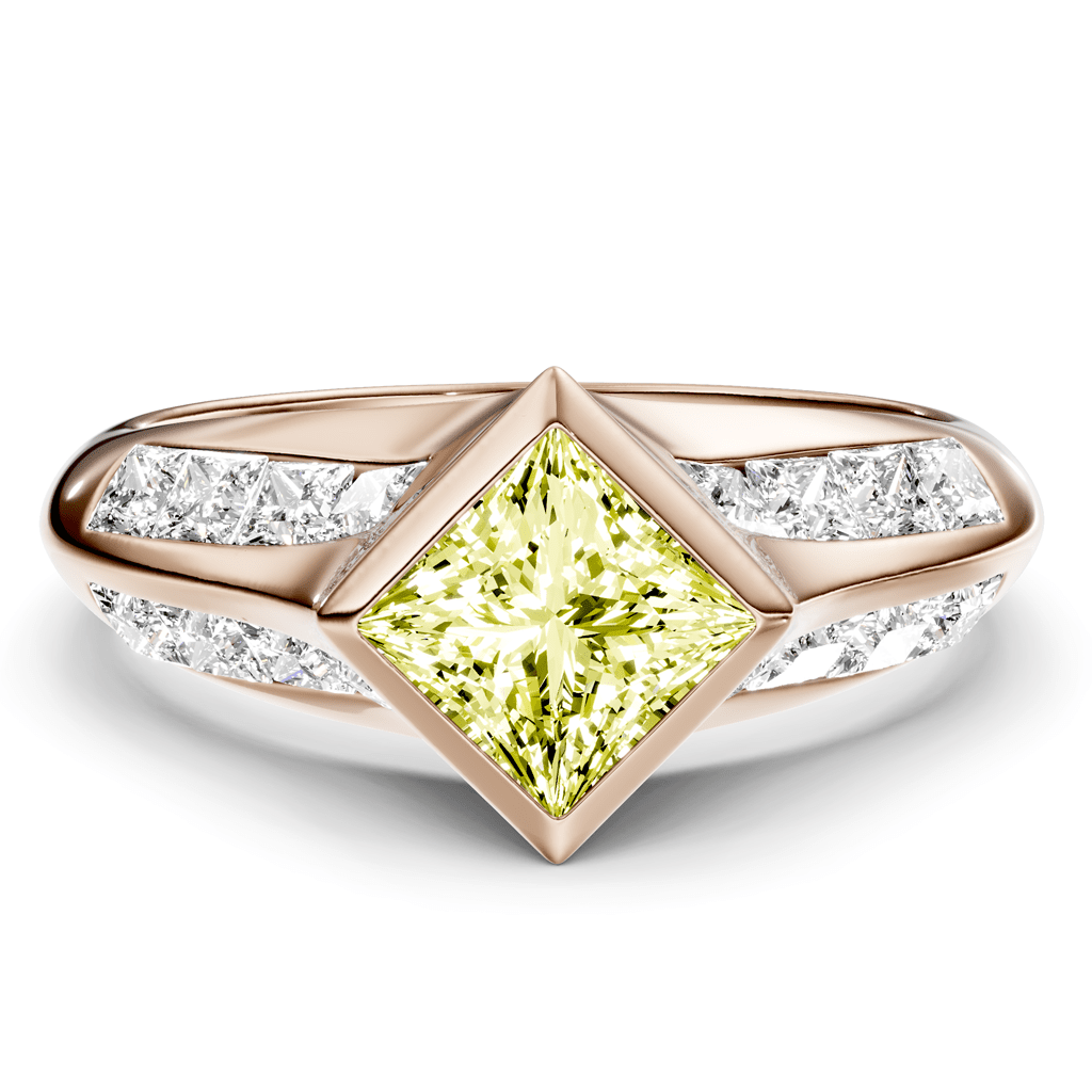 2.00 - 5.00 CT Princess Cut Fancy Yellow Diamonds - Engagement Ring - Primestyle.com