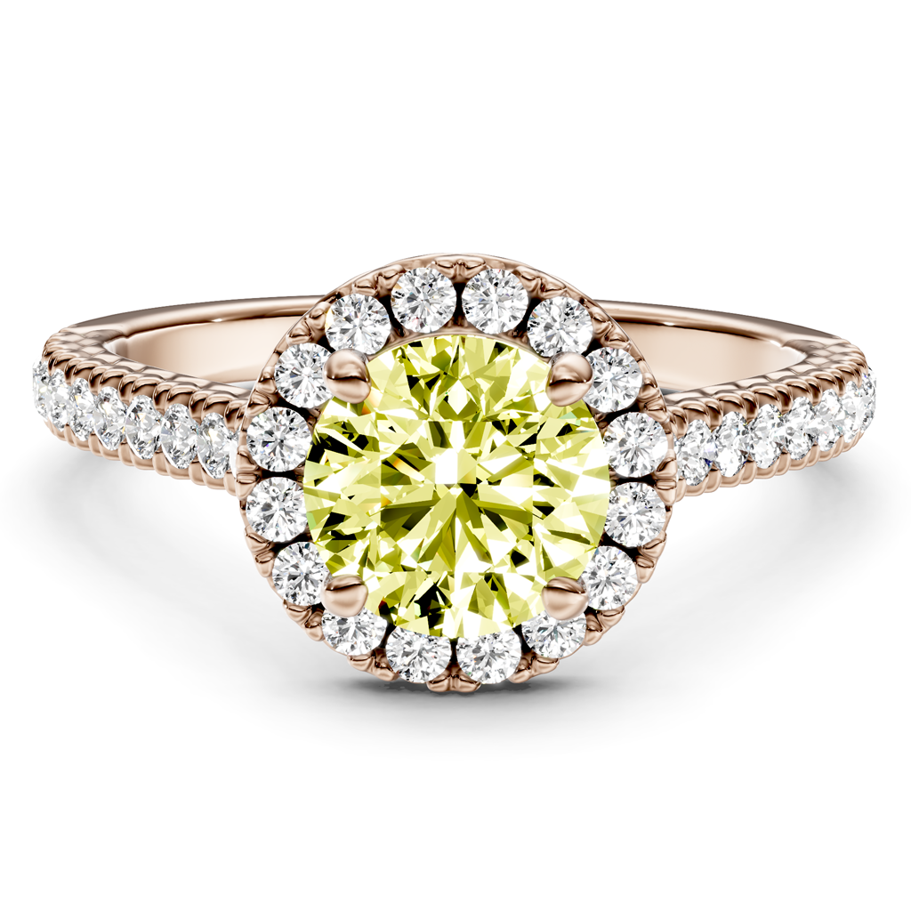 1.45-4.45 CT Round Cut Fancy Yellow Diamonds - Engagement Ring