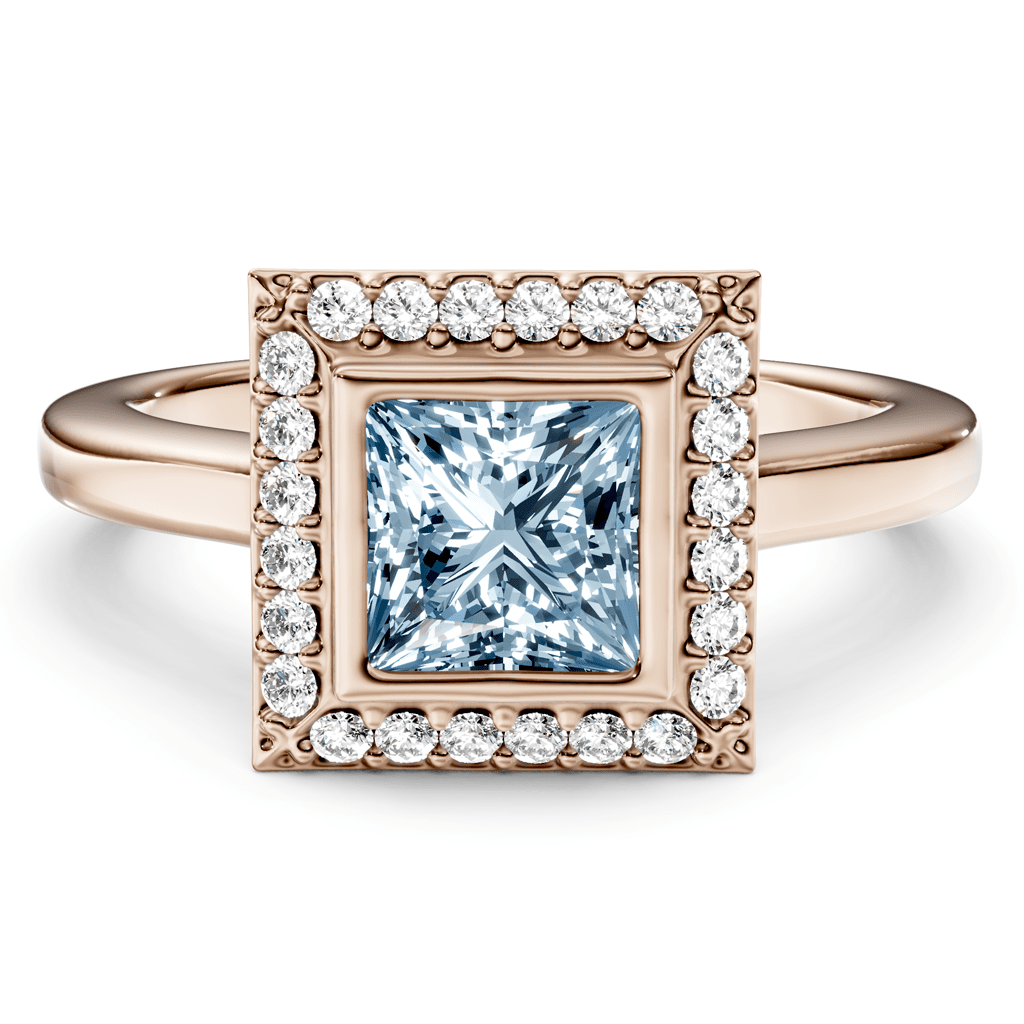 1.14-4.14 CT Princess & Round Cut Fancy Blue Diamonds - Engagement Ring