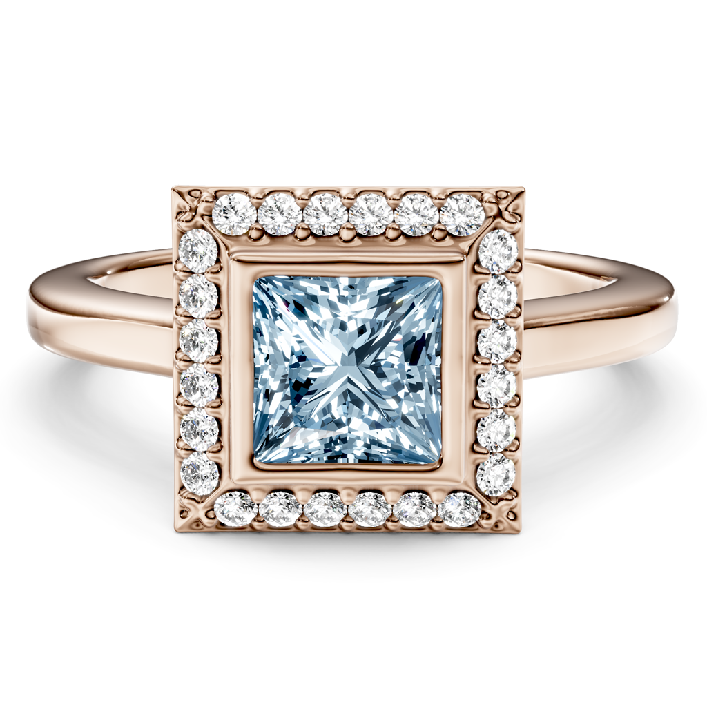 1.14-4.14 CT Princess & Round Cut Fancy Blue Diamonds - Engagement Ring