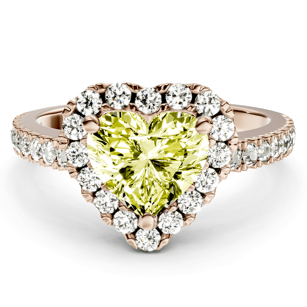 1.45-4.45 CT Heart & Round Cut Fancy Yellow Diamonds - Engagement Ring
