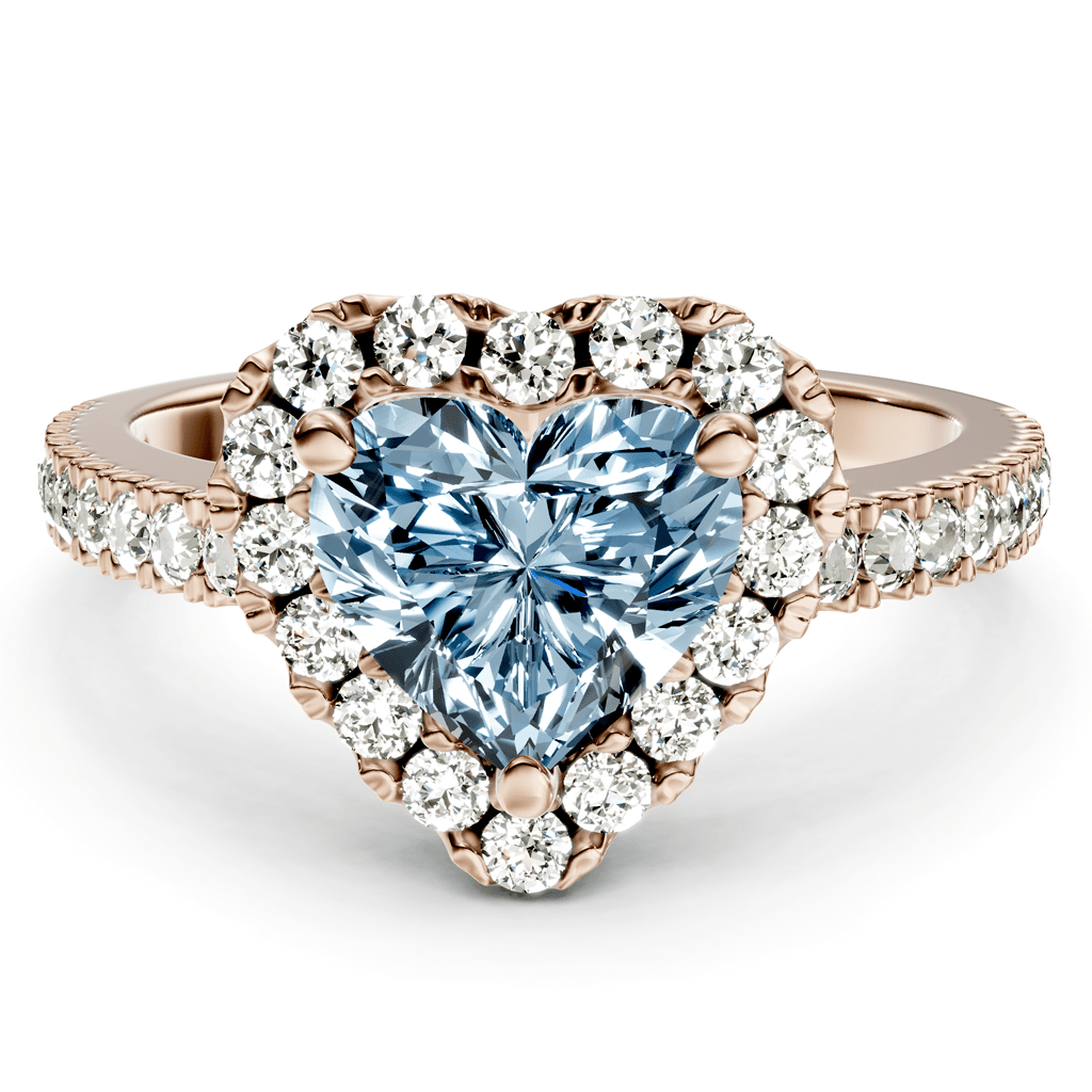 1.45-4.45 CT Heart & Round Cut Fancy Blue Diamonds - Engagement Ring