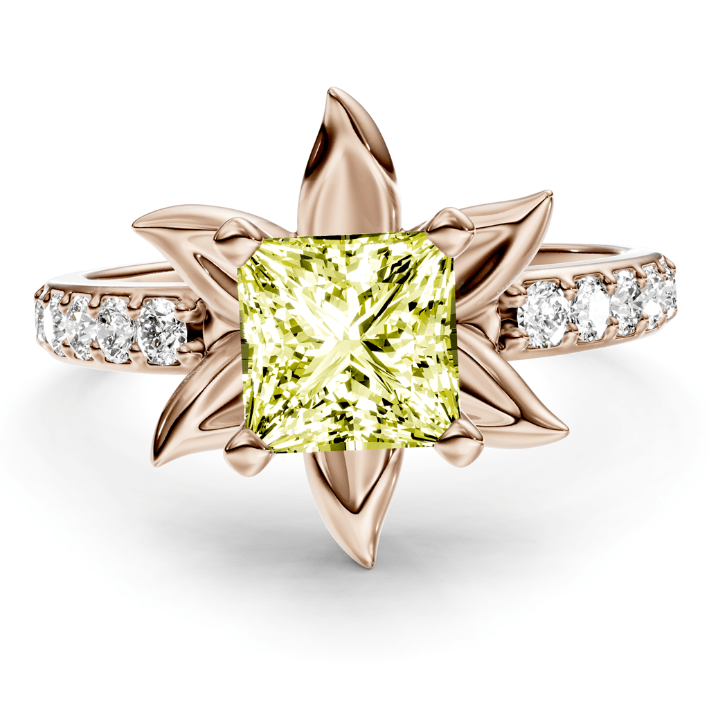 1.25-4.25 CT Princess & Round Cut Fancy Yellow Diamonds - Engagement Ring