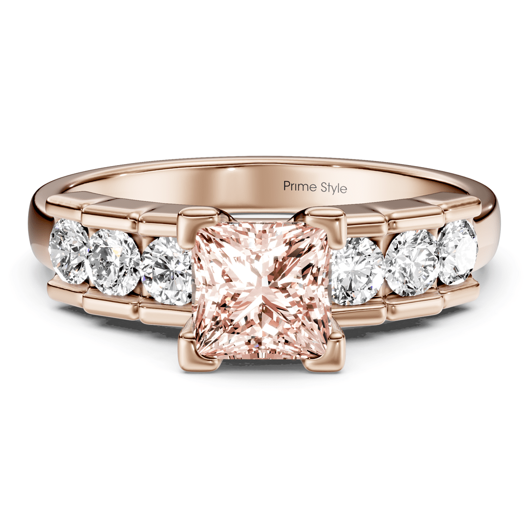 1.60 - 4.60 CT Princess & Round Cut Fancy Pink Diamonds - Engagement Ring - Primestyle.com