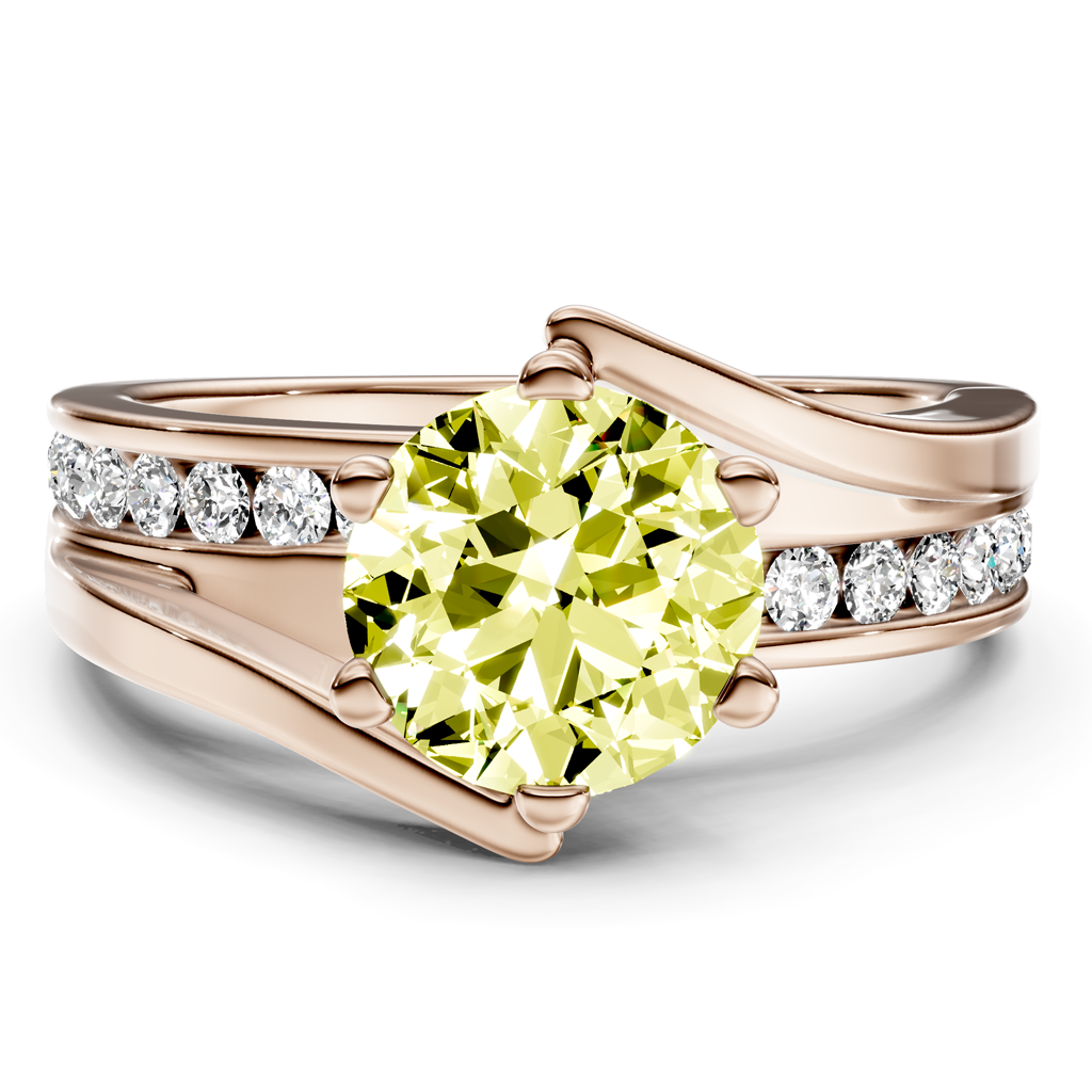 1.35-4.35 CT Round Cut Fancy Yellow Diamonds - Engagement Ring