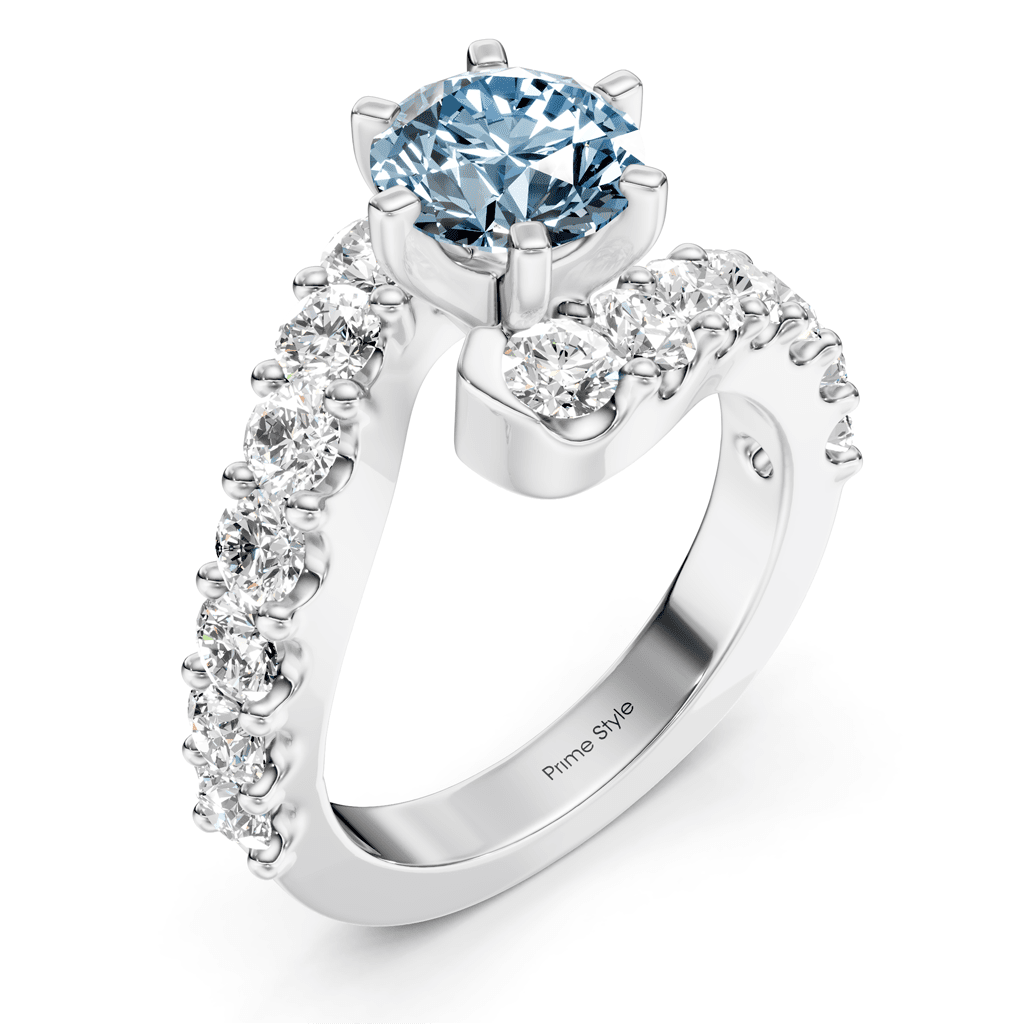 2.30 - 5.30 CT Round Cut Fancy Blue Diamonds - Engagement Ring - Primestyle.com