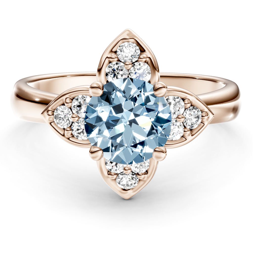 1.20-4.20 CT Round Cut Fancy Blue Diamonds - Engagement Ring