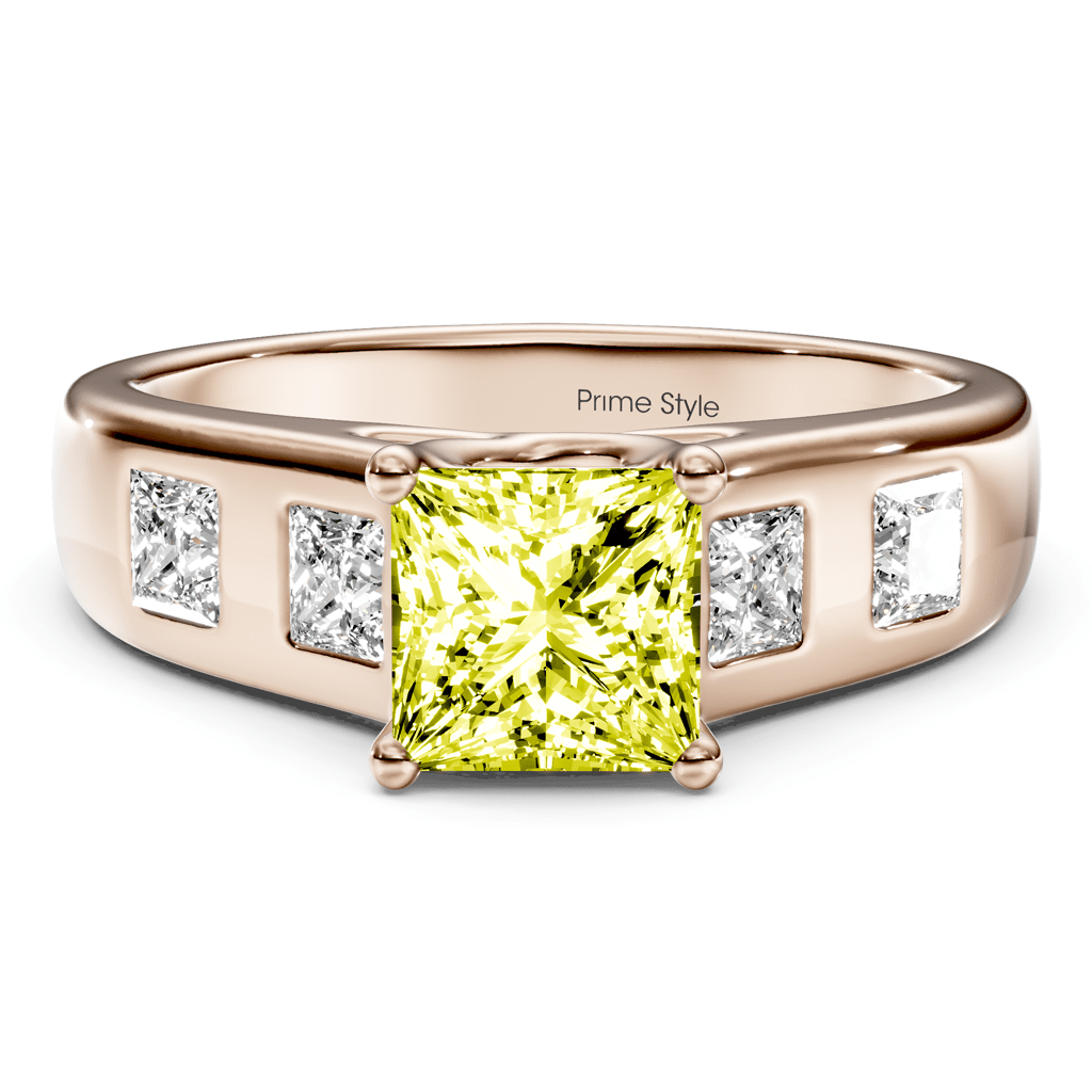 1.50-4.50 CT Princess Cut Fancy Yellow Diamonds - Engagement Ring