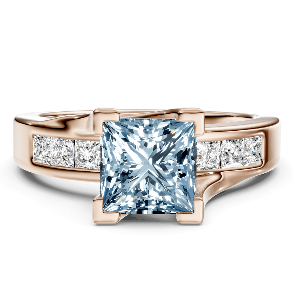 1.45-4.45 CT Princess Cut Fancy Blue Diamonds - Engagement Ring