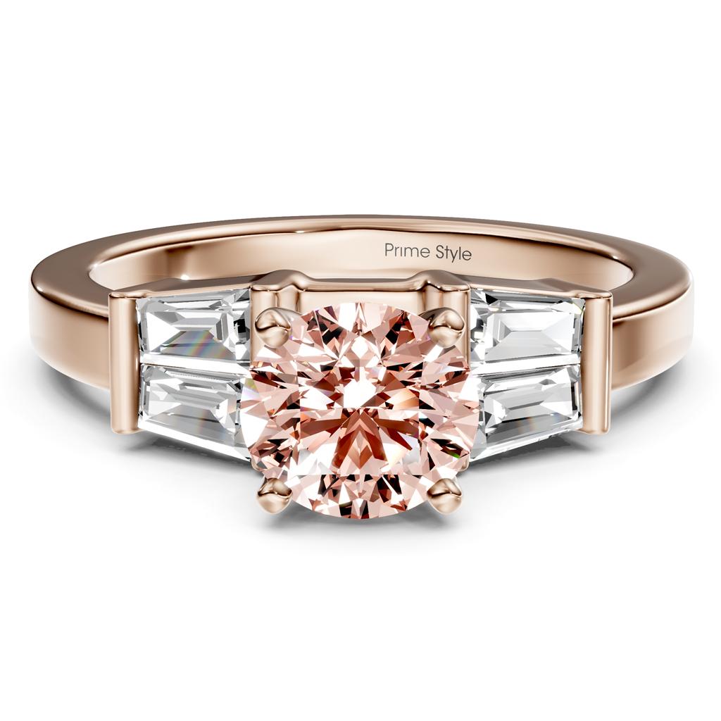 1.40-4.40 CT Round & Taper Cut Fancy Pink Diamonds - Engagement Ring