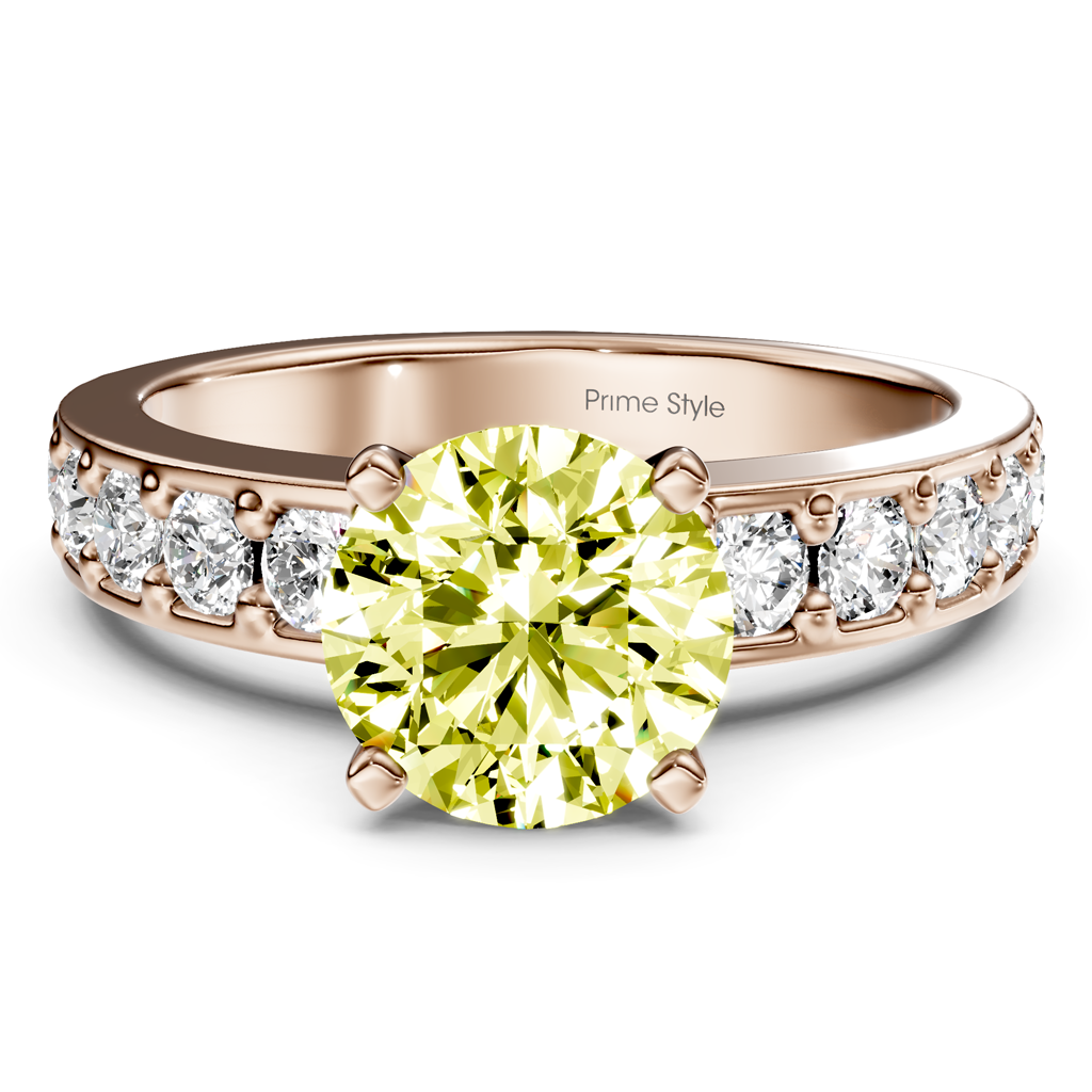 1.80-4.80 CT Round Cut Fancy Yellow Diamonds - Engagement Ring