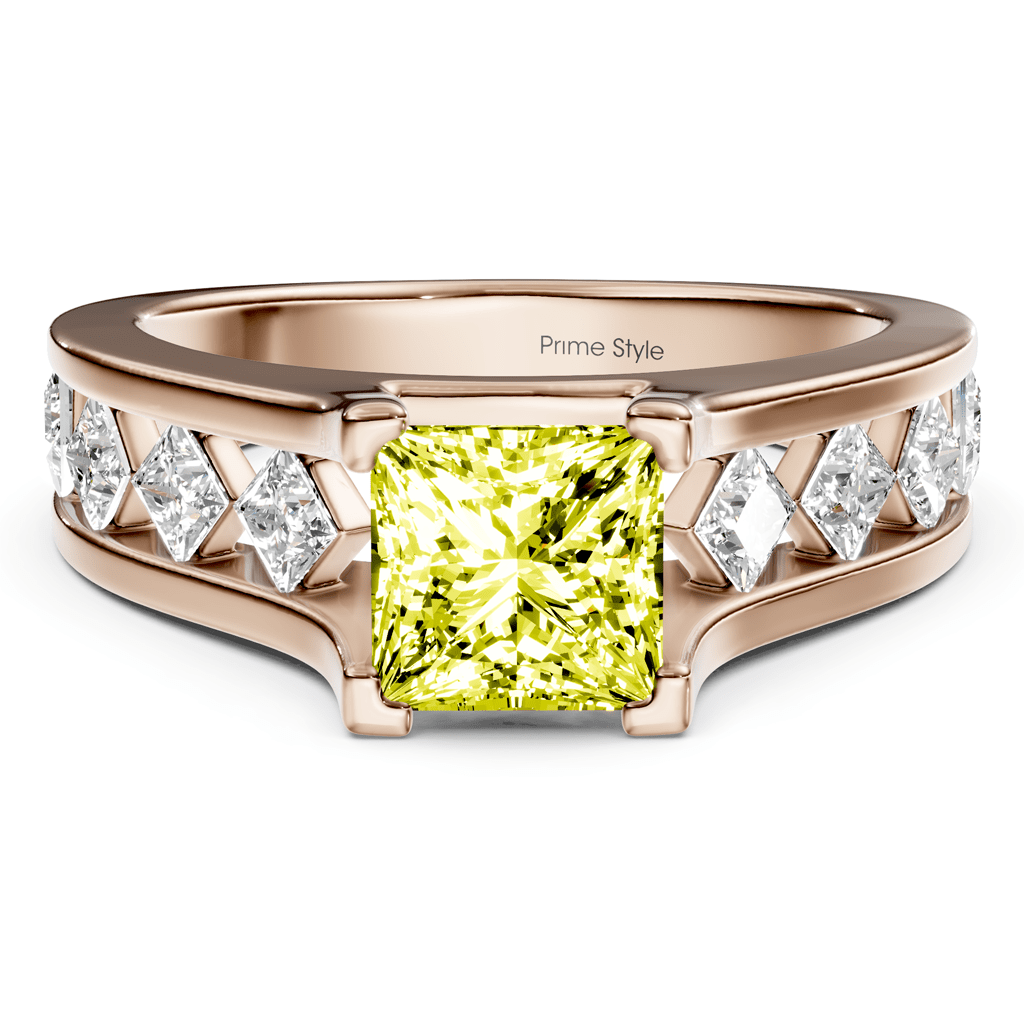 1.80 - 4.80 CT Princess Cut Fancy Yellow Diamonds - Engagement Ring - Primestyle.com