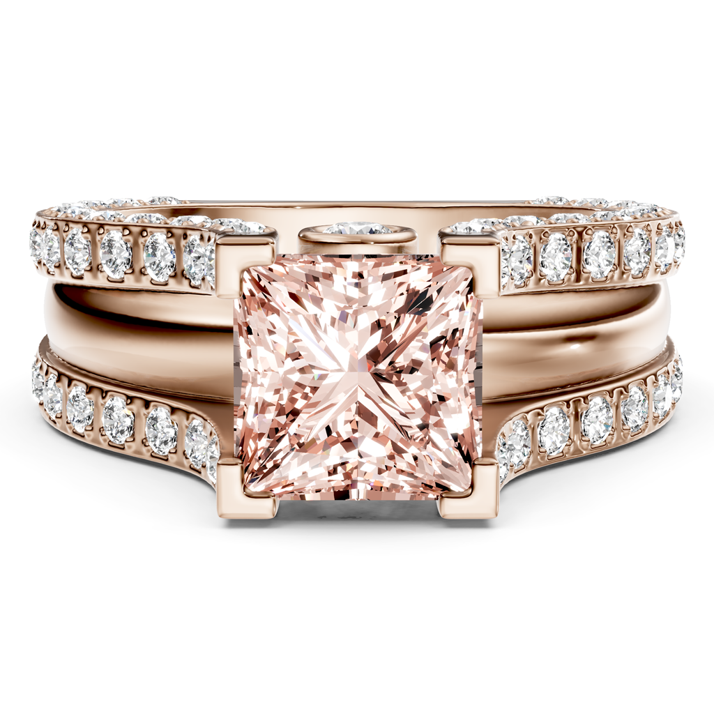 2.10-5.10 CT Princess & Round Cut Fancy Pink Diamonds - Engagement Ring