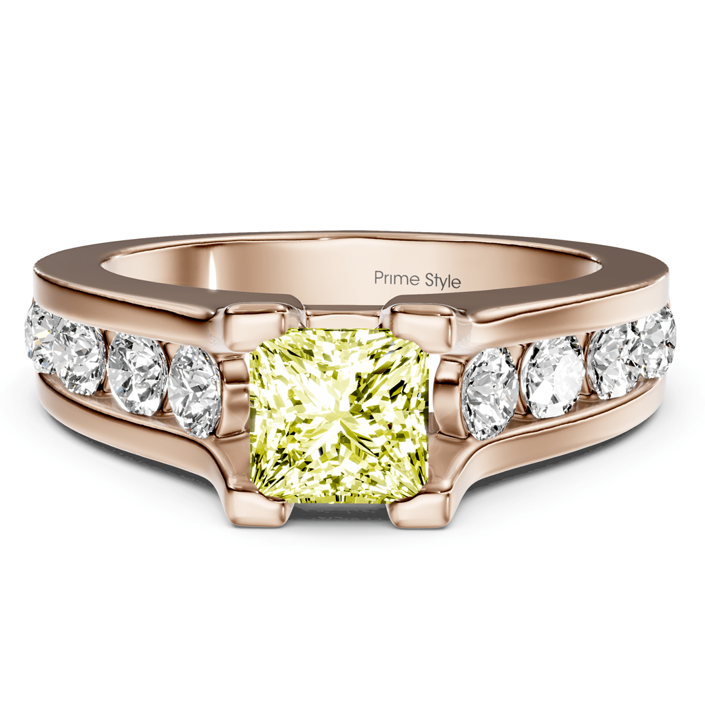 1.80 - 4.80 CT Princess & Round Cut Fancy Yellow Diamonds - Engagement Ring - Primestyle.com