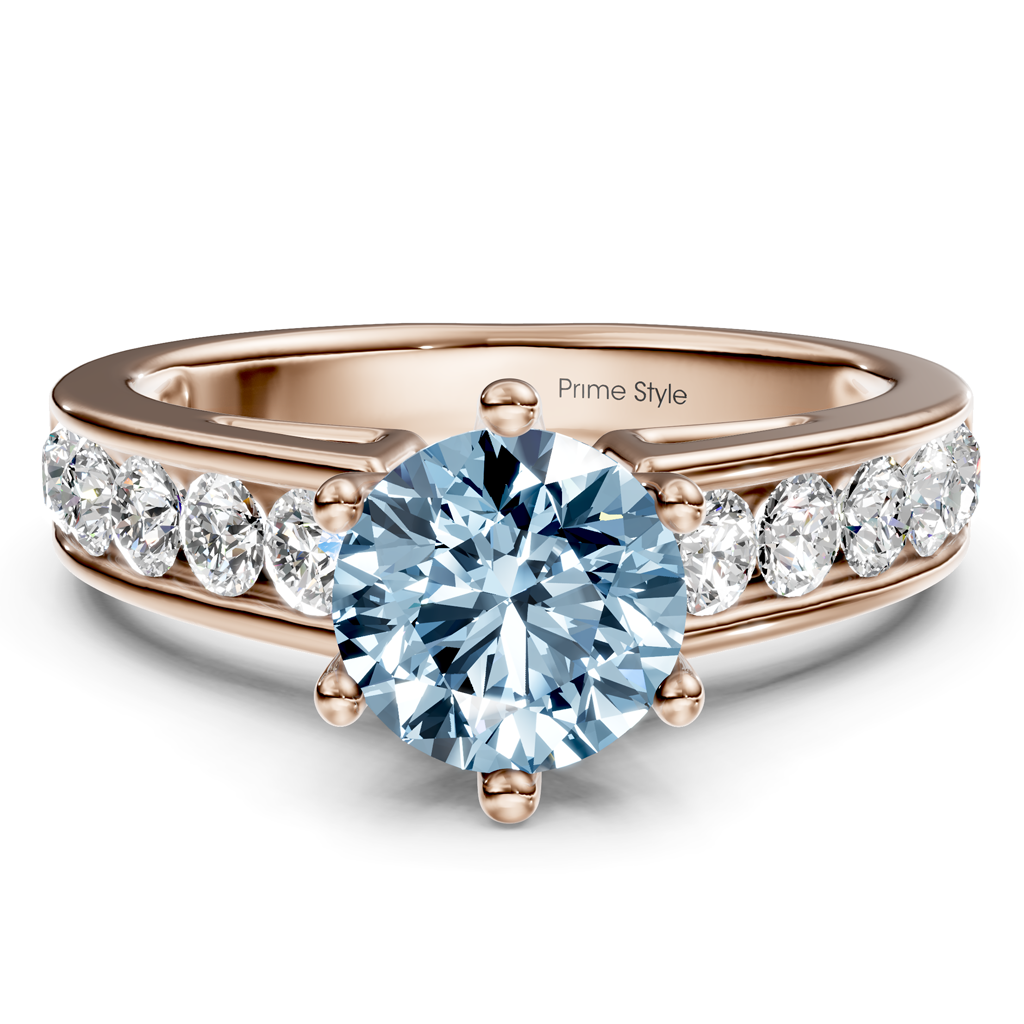 1.65-4.65 CT Round Cut Fancy Blue Diamonds - Engagement Ring