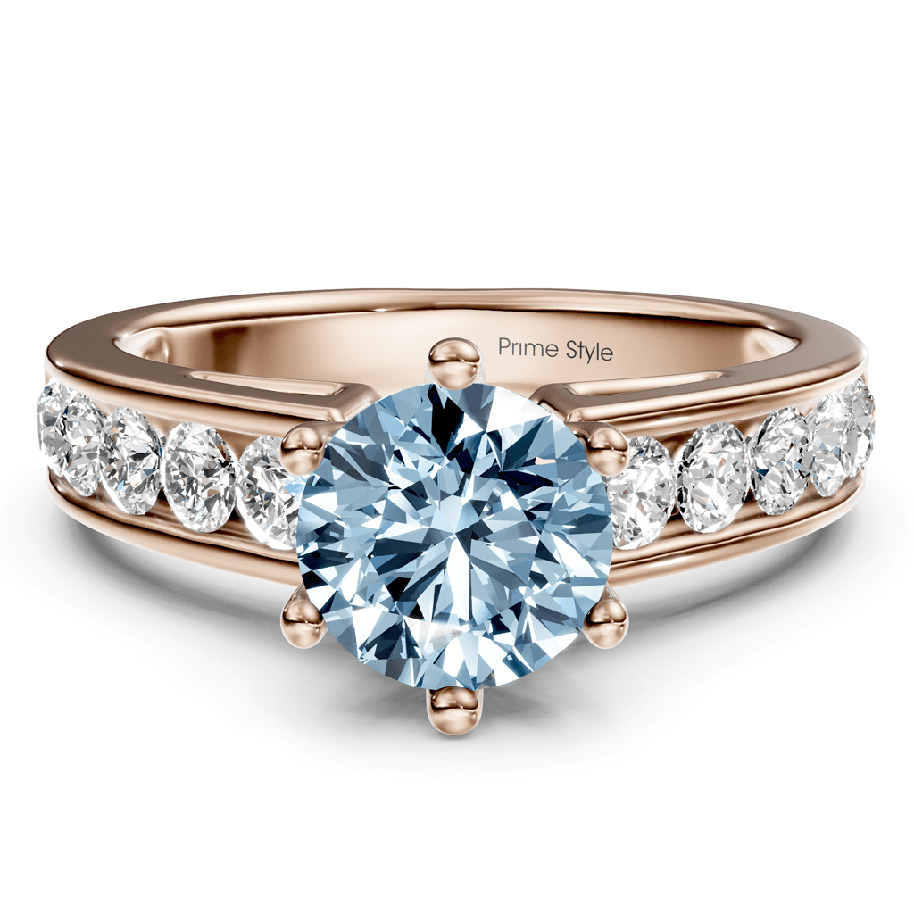 1.65 - 4.65 CT Round Cut Fancy Blue Diamonds - Engagement Ring - Primestyle.com