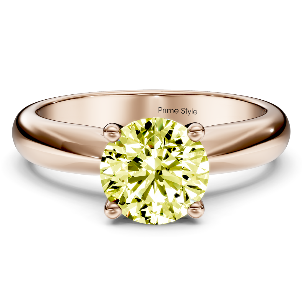 1.10-4.10 CT Round Cut Fancy Yellow Diamonds - Engagement Ring