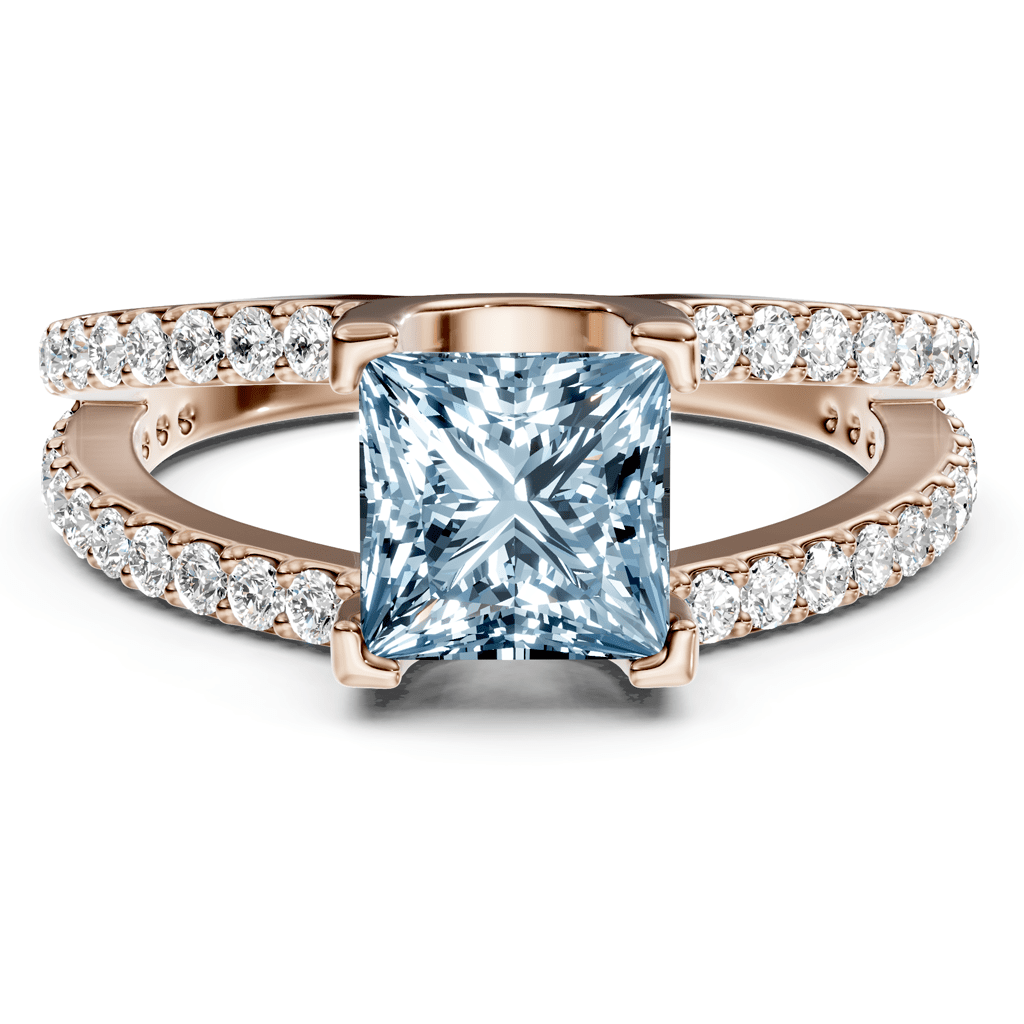 1.50 - 4.50 CT Princess & Round Cut Fancy Blue Diamonds - Engagement Ring - Primestyle.com