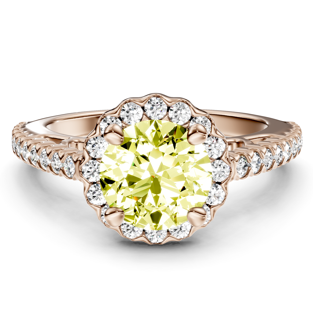 1.35-4.35 CT Round Cut Fancy Yellow Diamonds - Engagement Ring
