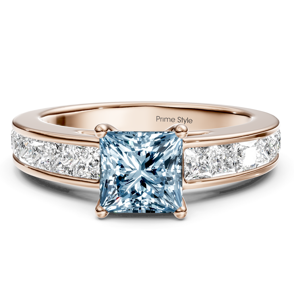 2.25-5.25 CT Princess Cut Fancy Blue Diamonds - Engagement Ring