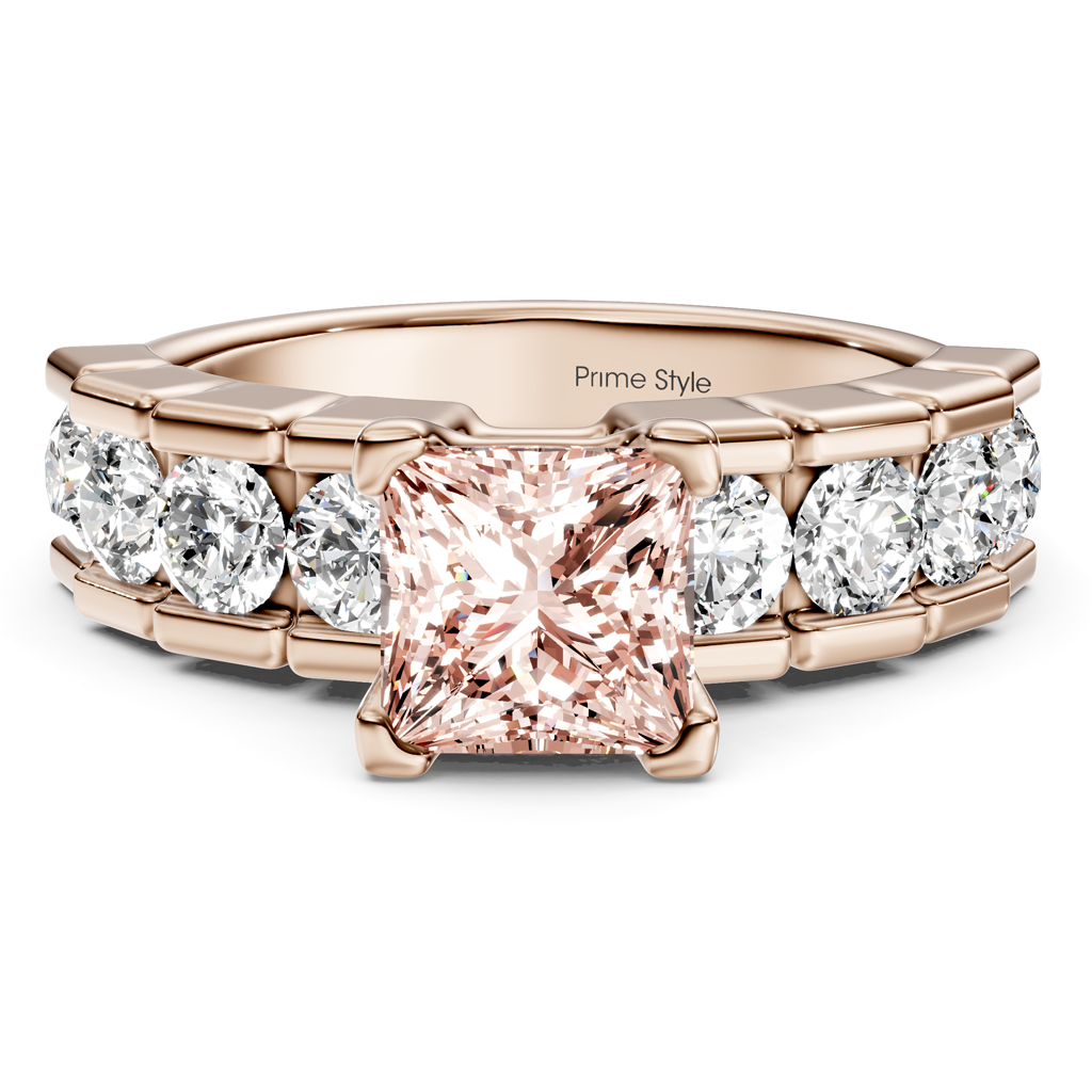 2.05-5.05 CT Princess & Round Cut Fancy Pink Diamonds - Engagement Ring