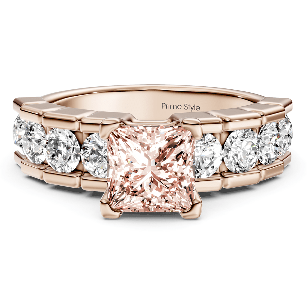 2.05-5.05 CT Princess & Round Cut Fancy Pink Diamonds - Engagement Ring