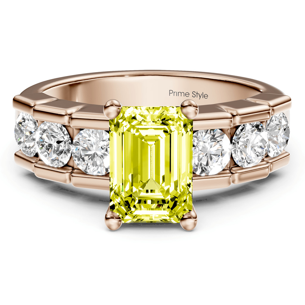 1.85 - 4.85 CT Princess & Round Cut Fancy Yellow Diamonds - Engagement Ring - Primestyle.com