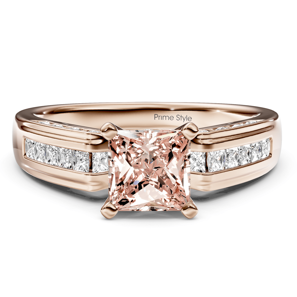 1.45 - 4.45 CT Princess & Round Cut Fancy Pink Diamonds - Engagement Ring - Primestyle.com