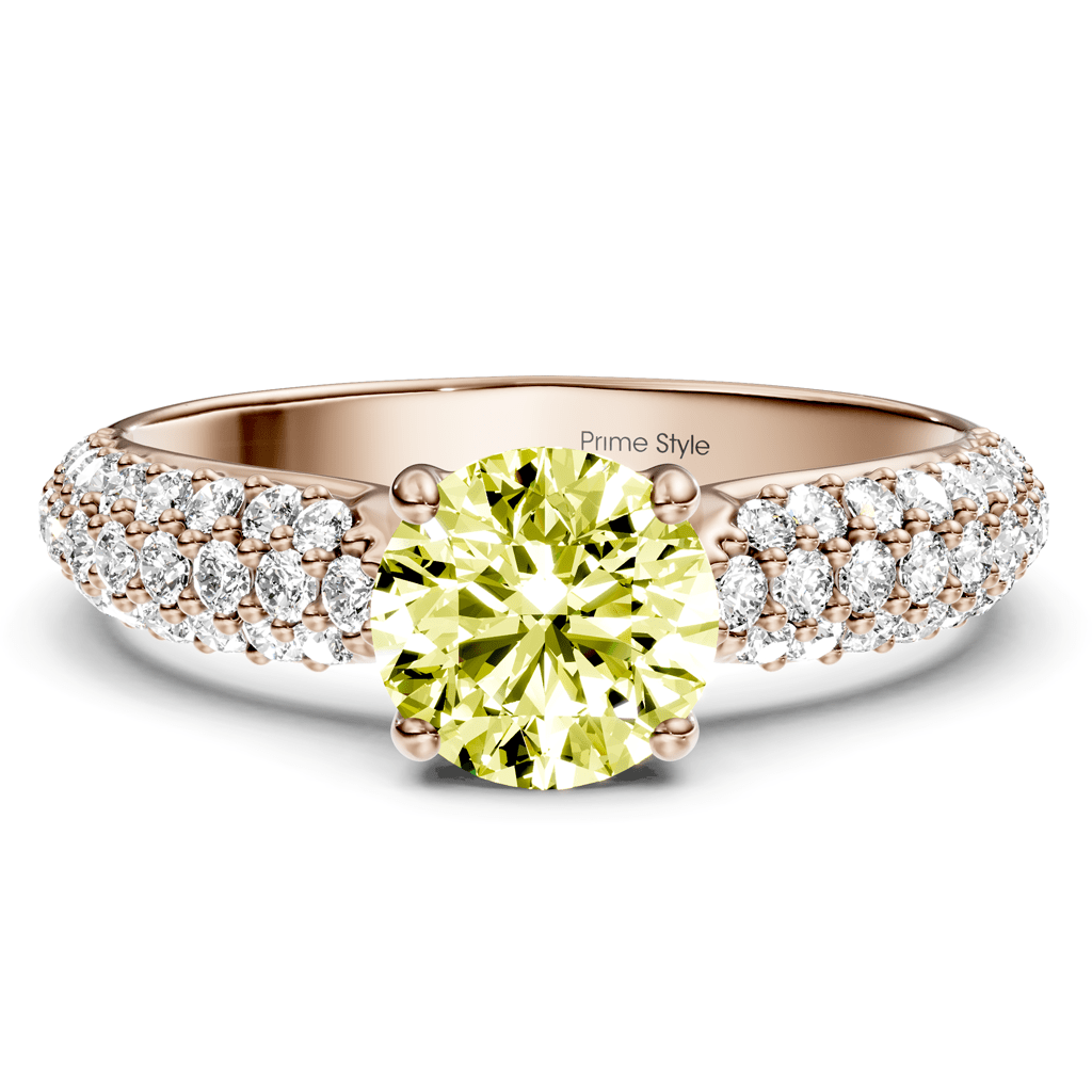 1.50 - 4.50 CT Round Cut Fancy Yellow Diamonds - Engagement Ring - Primestyle.com