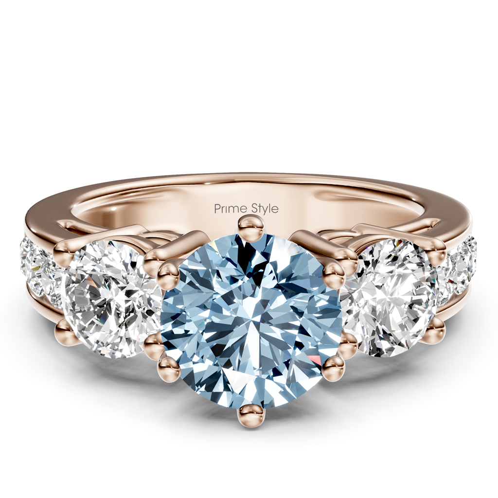 1.80-4.80 CT Princess & Round Cut Fancy Blue Diamonds - Engagement Ring