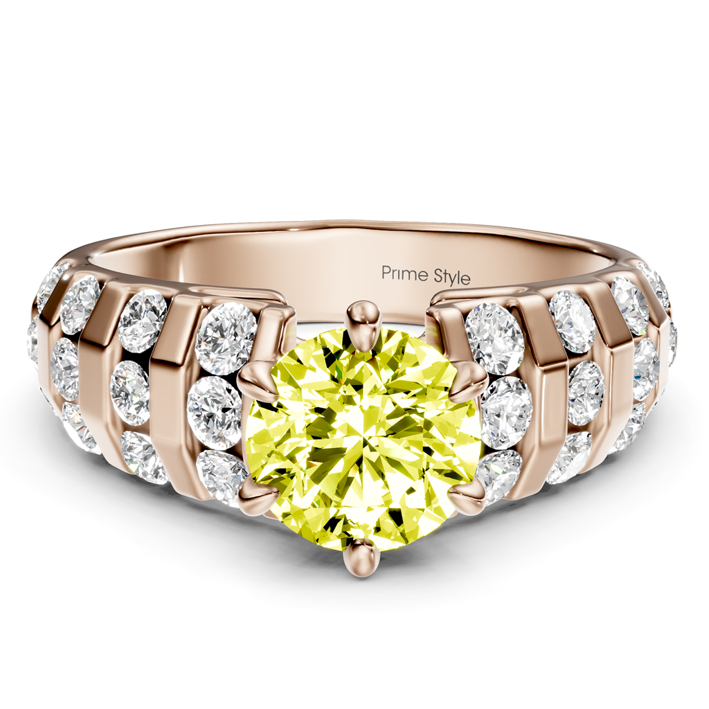 1.75-4.75 CT Round Cut Fancy Yellow Diamonds - Engagement Ring