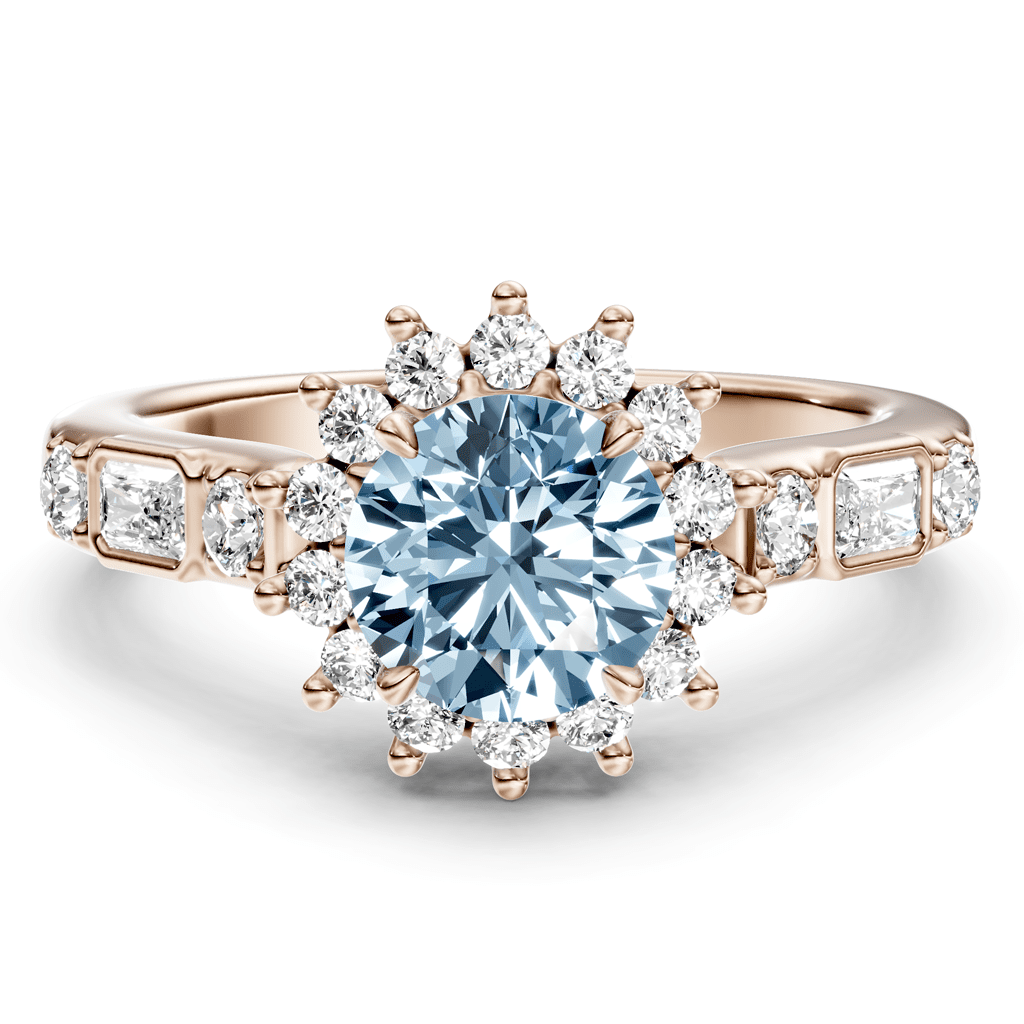 1.57 - 4.57 CT Radiant & Round Cut Fancy Blue Diamonds - Engagement Ring - Primestyle.com