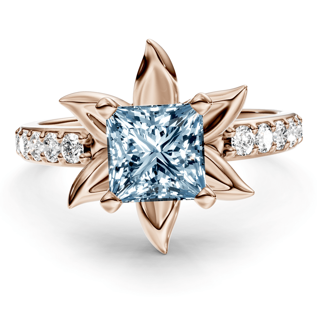 1.25 - 4.25 CT Princess & Round Cut Fancy Blue Diamonds - Engagement Ring - Primestyle.com