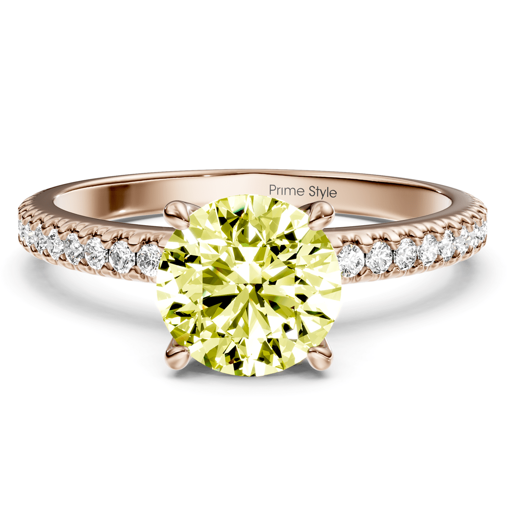 1.20-4.20 CT Round Cut Fancy Yellow Diamonds - Engagement Ring