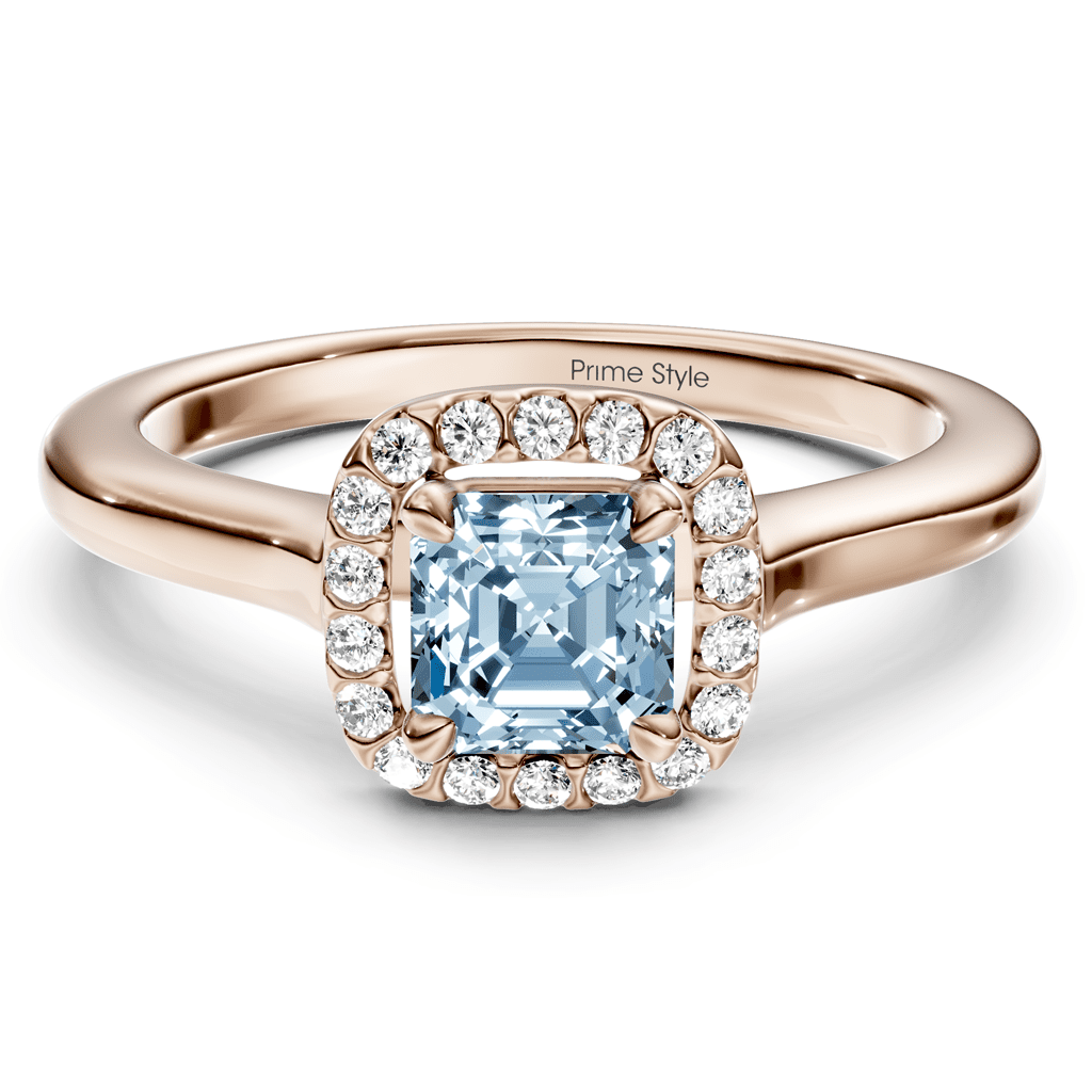 1.15-4.15 CT Ascher & Round Cut Fancy Blue Diamonds - Engagement Ring