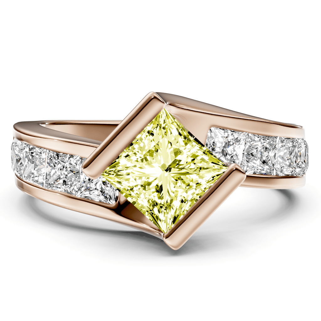 2.60 - 5.60 CT Princess Cut Fancy Yellow Diamonds - Engagement Ring - Primestyle.com