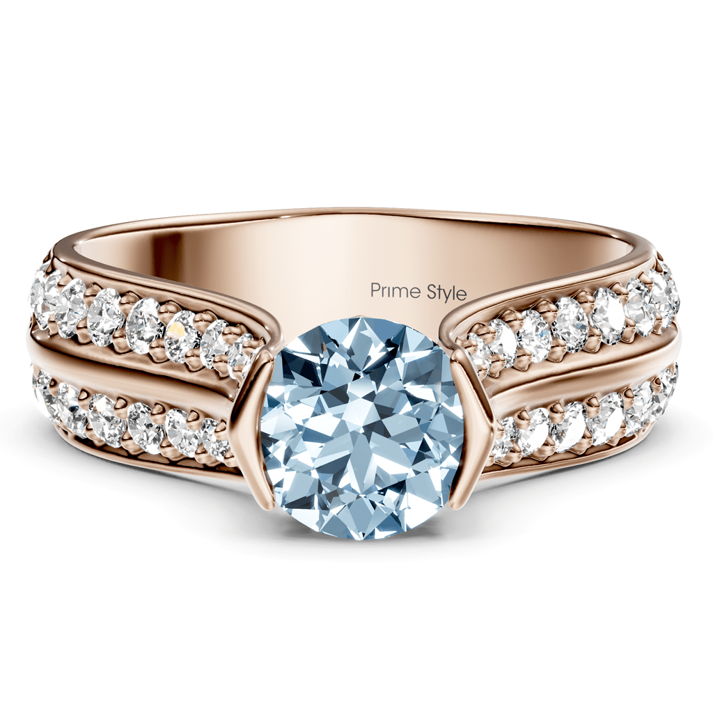 1.65-4.65 CT Round Cut Fancy Blue Diamonds - Engagement Ring