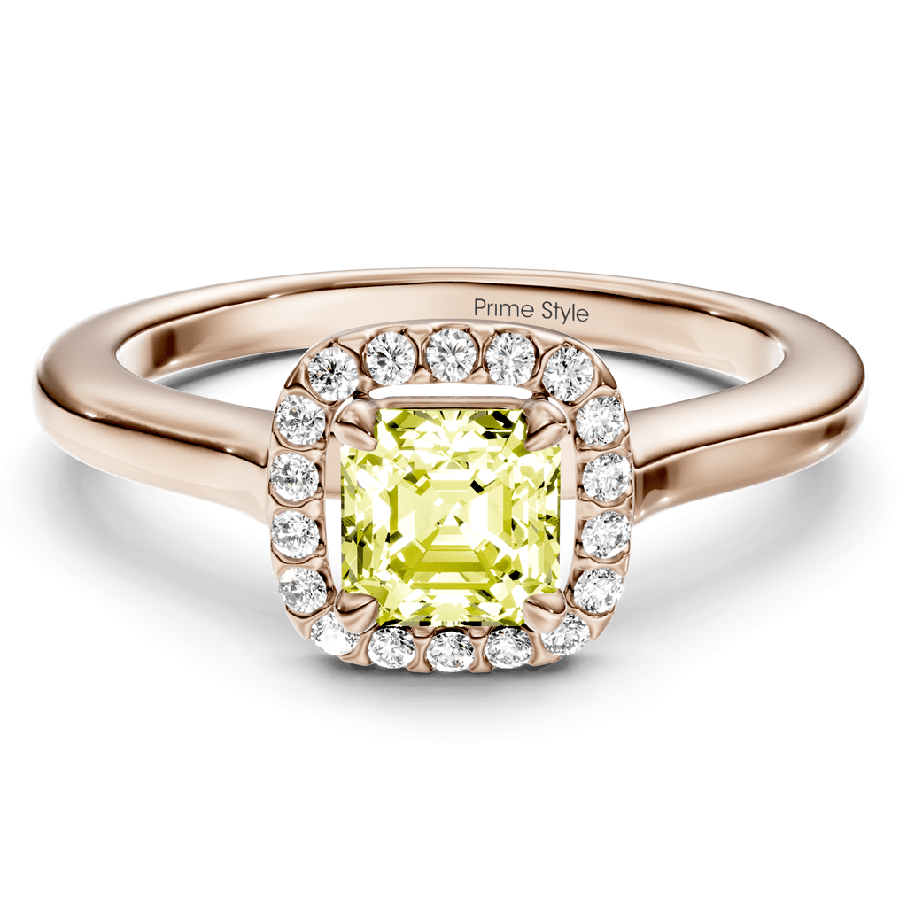 1.15-4.15 CT Ascher & Round Cut Fancy Yellow Diamonds - Engagement Ring