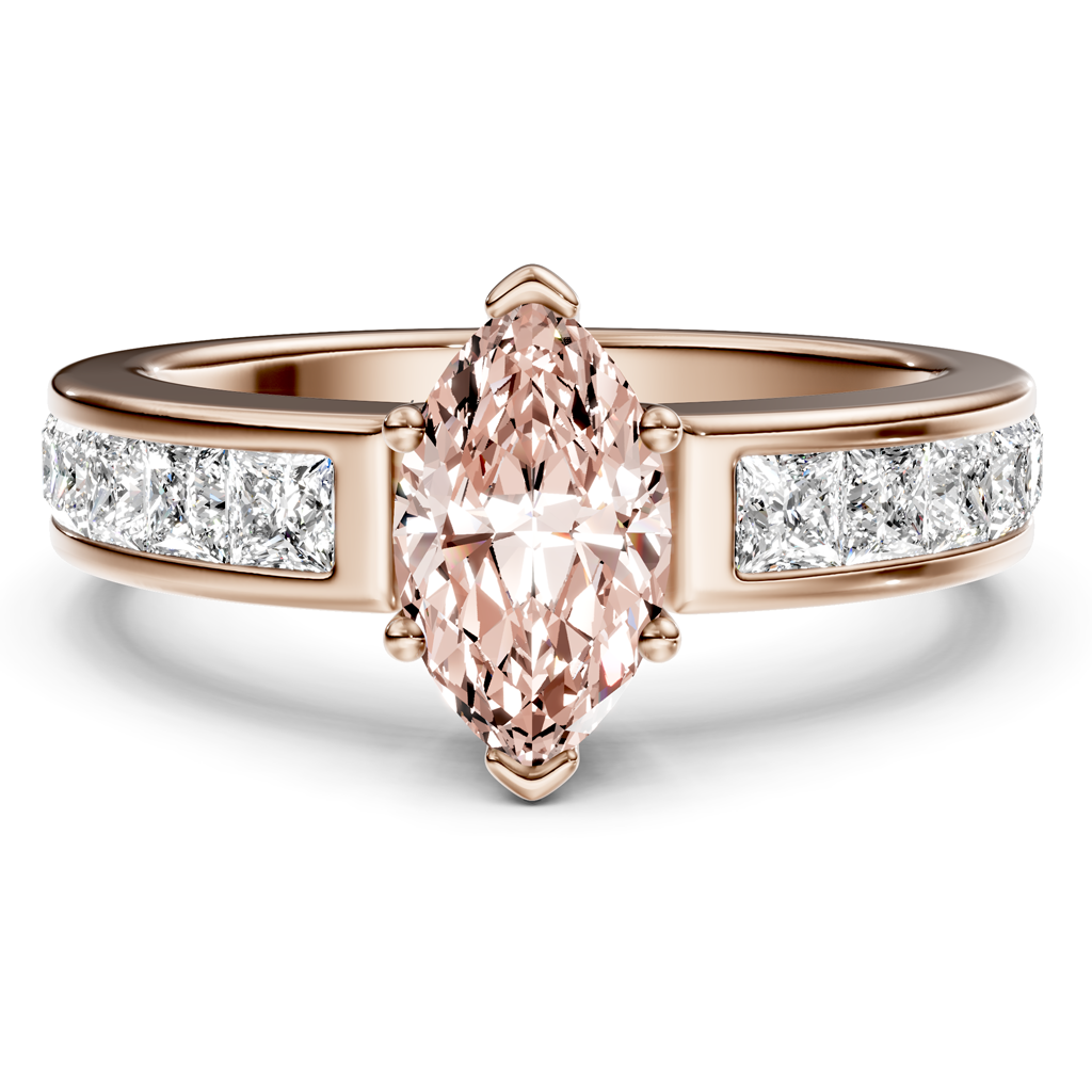 1.90-4.90 CT Princess Cut Fancy Pink Diamonds - Engagement Ring