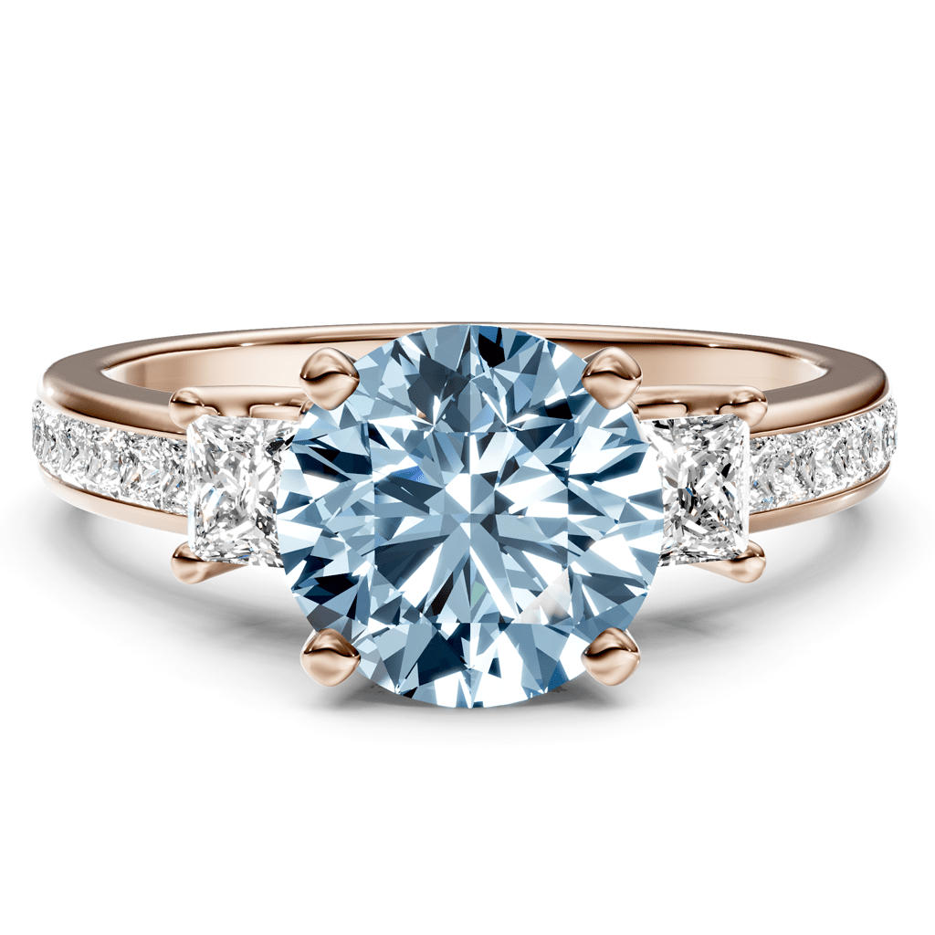 1.75 - 4.75 CT Princess & Round Cut Fancy Blue Diamonds - Engagement Ring - Primestyle.com