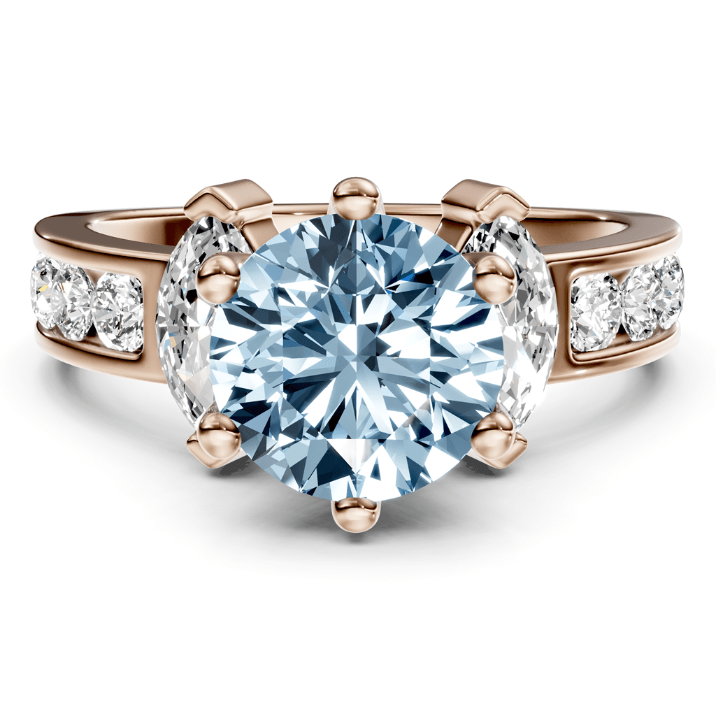 1.85-4.85 CT Marquise & Round Cut Fancy Blue Diamonds - Engagement Ring