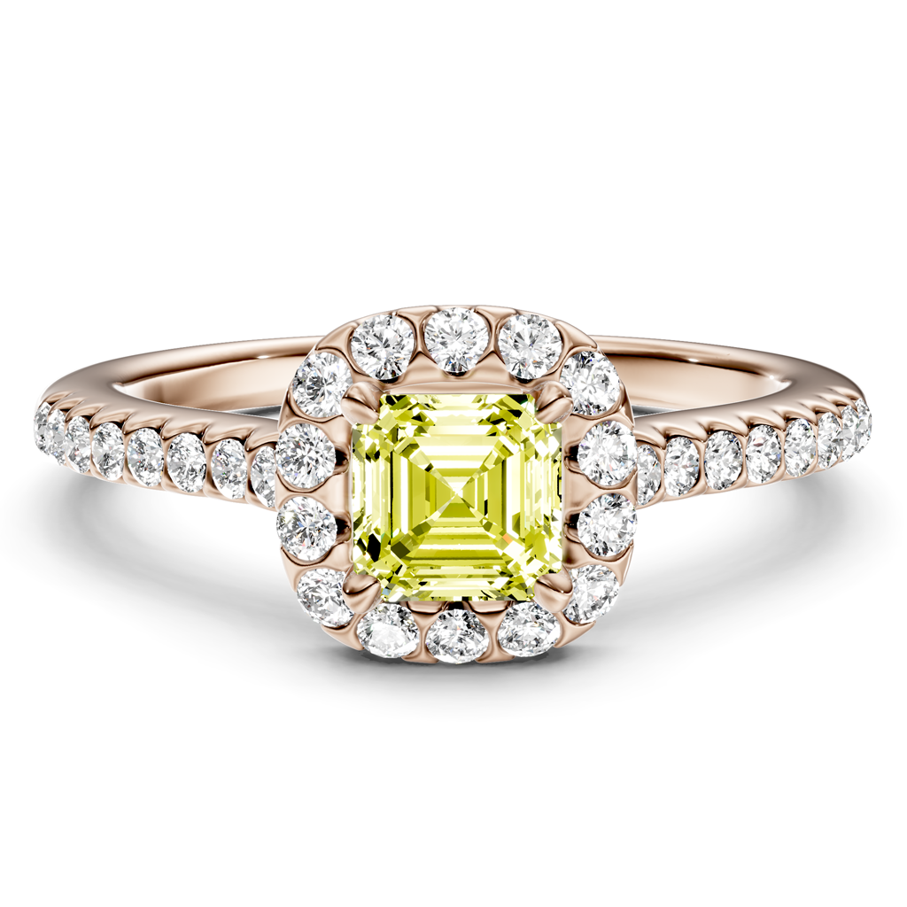 1.35-4.35 CT Ascher & Round Cut Fancy Yellow Diamonds - Engagement Ring