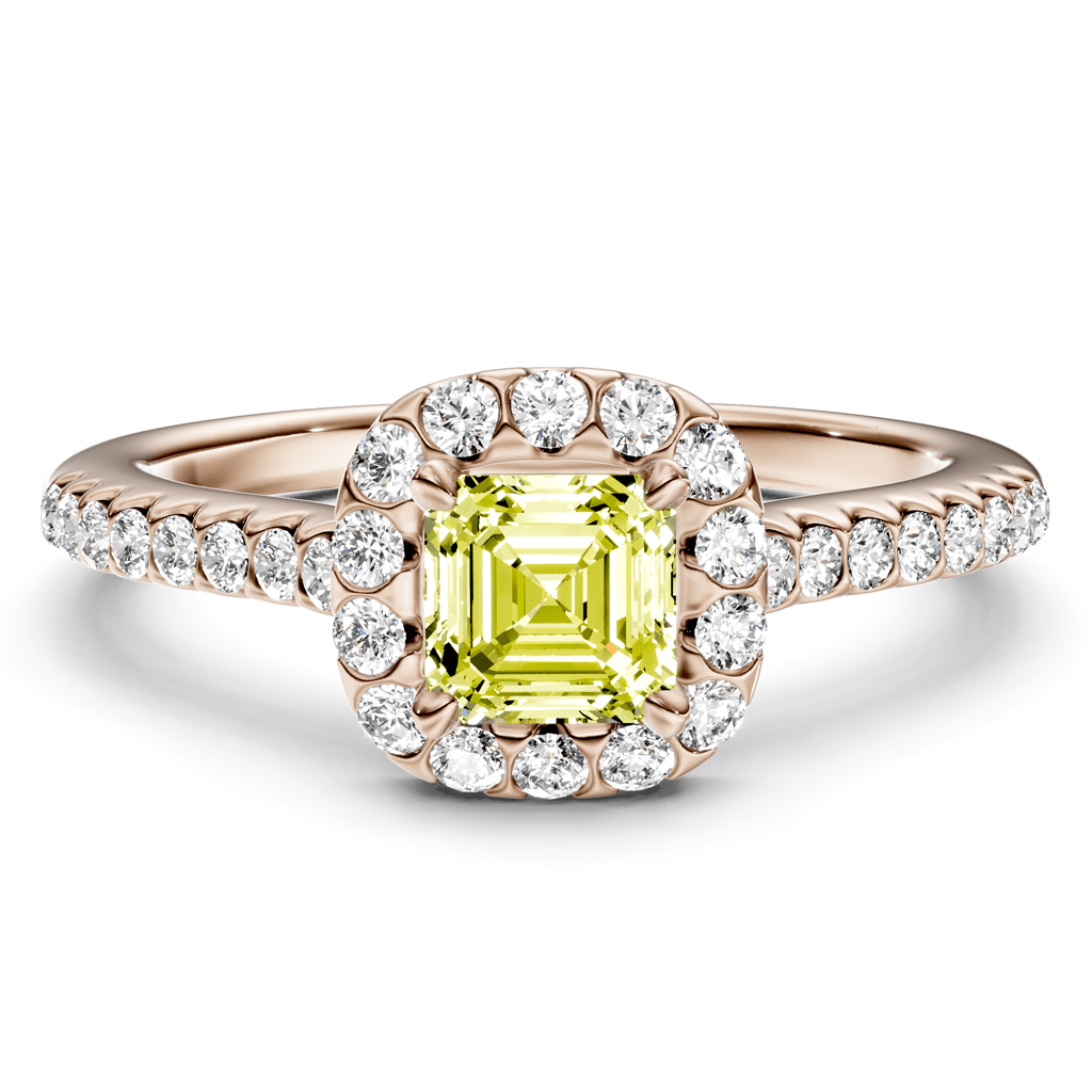 1.35-4.35 CT Ascher & Round Cut Fancy Yellow Diamonds - Engagement Ring