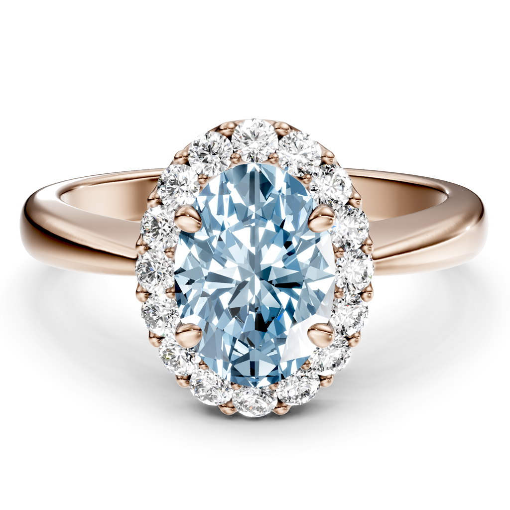 1.30-4.30 CT Oval & Round Cut Fancy Blue Diamonds - Engagement Ring